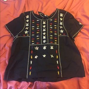 Madewell Embroidered Tie-Back Cutout Top